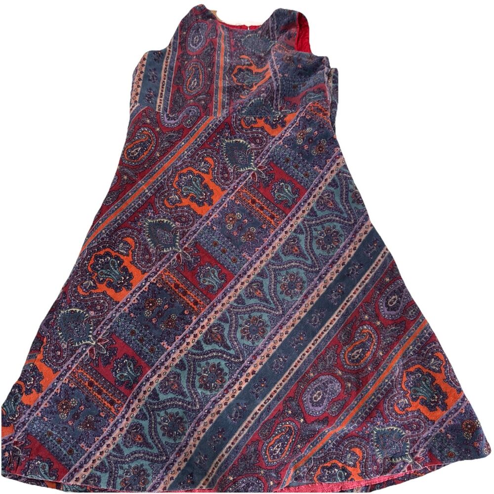 Ralph Lauren Paisley jewel tone velvet Jumper Dress Girls size 6